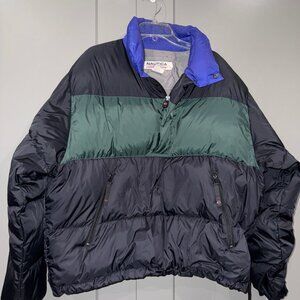 NAUTICA Vintage 90s Color Block Sz XL 1/4 Zip Mens Feather Down Puffer Coat